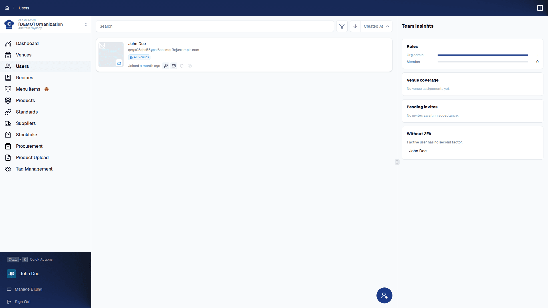 Managing users and access in Chefy.