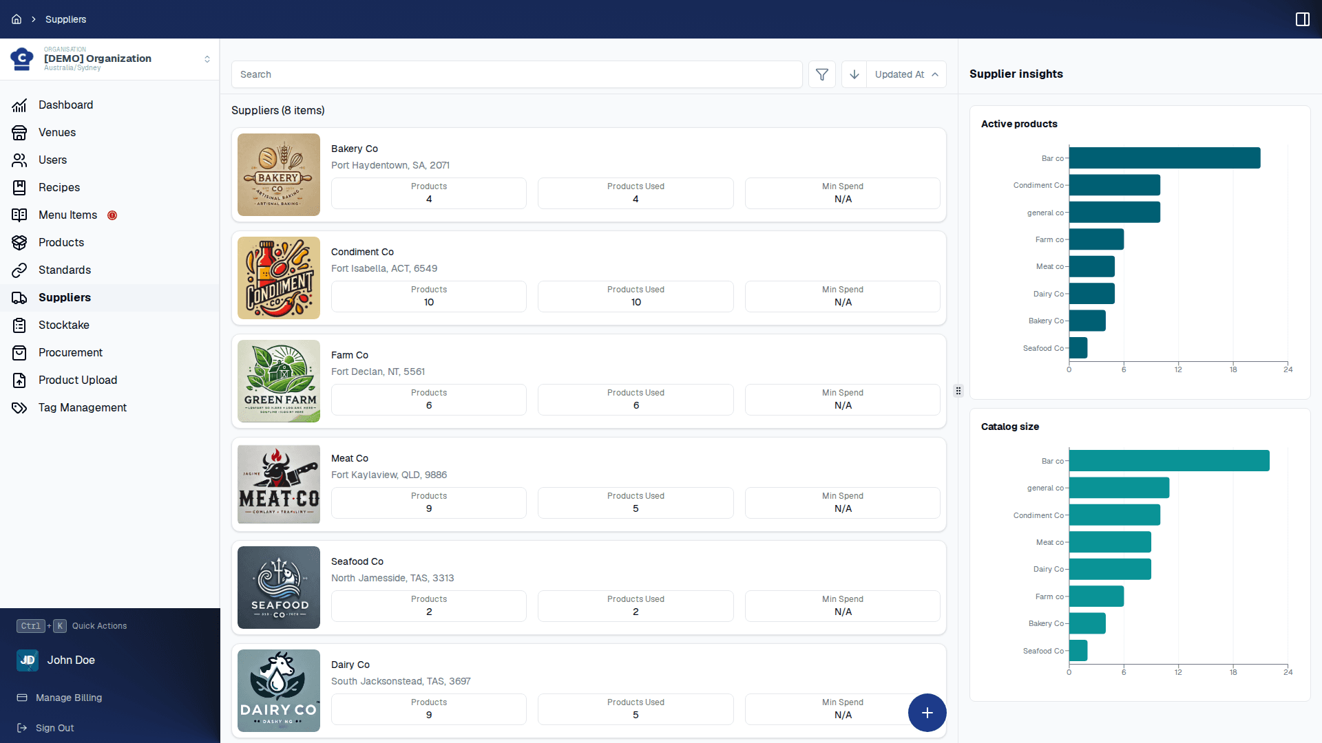 Managing suppliers in Chefy.